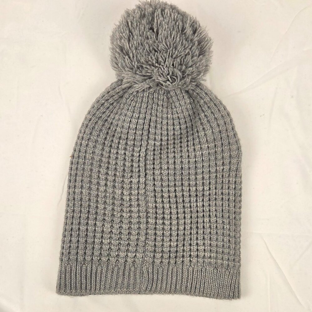 Under Armour Gray Ribbed Pom Beanie Hat โ One Size - Picture 2 of 4